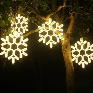 Indoor Outdoor Durable Plastic LED Snowflake Christmas Tree Decorations IP65