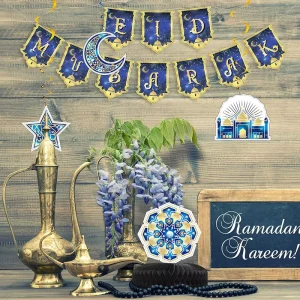 Indoor Outdoor Home Wall Decorations Paper Hanging Banner Flag for Festivals & Ramadan Elegant Festival Decorations
