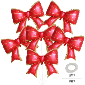 Inflatable 8pcs Gold Red Pink Black Bow Knot Helium Foil Balloon Set Bow Tied Balloons for Birthday Party Decorations