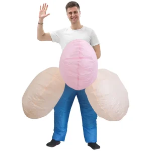 Inflatable Adult Cosplay Pecker Costume for Halloween Blow Fancy Dress Bachelor Party Penis Mascot for Men