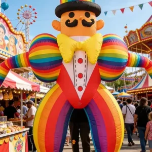 Inflatable Carnival Decorations Circus Clown Blow up Built in LED Lights for Halloween Circus Carnival Theme Party