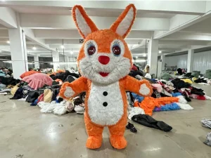 Inflatable Easter Bunny Mascot Costume Rabbit Jumpsuit Plush Clothes for Adult Easter Holiday Carnival Party Performance Show