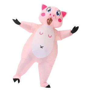 Inflatable Pink Pig Cartoon Model Toy Costume for Adults 1.5 1.9m Animals Theme Polyester Material