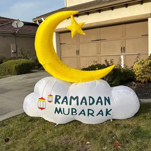 Inflatable Ramadam Mubarak Outdoor Decorations and Holy Celebration Decor with LED Lights Celebrate Fasting Introspection Prayer