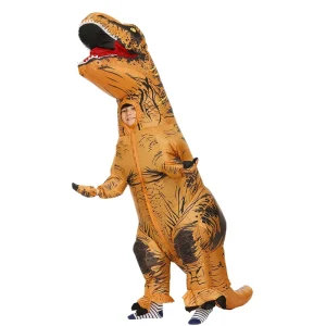 Inflatable Tyrannosaurus Mascot Costume Model Toy & Cartoon Toy for Children Polyester Material Air Blower Function