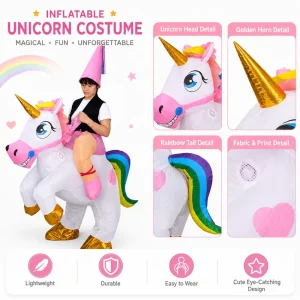 Inflatable Unicorn Costume Animal Outfit Waterproof 2.4M Adult Festival Supply Parade Show Comfortable Wear Reusable Design