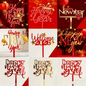 Ins New Year Acrylic Cake Decoration Happy New Year For New Year’s Eve Party