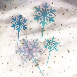 Ins Style Transparent Base Double-layer Birthday Cake with Acrylic Snowflake Decoration for Christmas