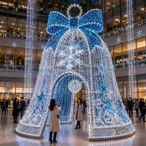 Interactive 3D Christmas Bell Light LED Motif Giant Walk-in Sculpture IP65 for Mall Entrance Holiday Decor Custom