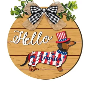 Interchangeable Seasonal Dachshund Wooden Welcome Sign Holiday Decoration