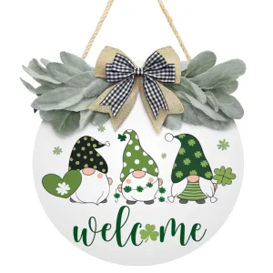 Interchangeable Seasonal Welcome Sign Wreath Rustic Round Wood Wreaths for Wall Hanging Spring Summer Fall Halloween Christmas