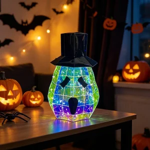 Iridescent Halloween Jack o lantern Pumpkin LED Light Prismatic Holographic Spooky Party Decor Supplies Luminous Halloween Props