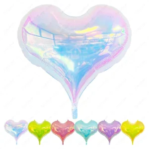 Iridescent Happy Anniversary Foil Balloons Party Decorations 40inch Heart Balloon Decoration Birthday Balloons