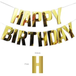 Iridescent Happy Birthday Banner Hanging Holographic Garland Silver Shiny Pink Rainbow Laser Party Decorations