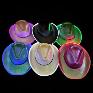 Iridescent LED Luminous Cowboy Hat Unique Eye catching Space Cowboy Hat with Glow Dark Party Decoration for Ramadan Graduation