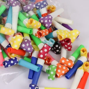 Iridescent Rainbow Fringe Party Blowers Pastel Pink Mint Noisemaker Blowouts Whistles for Birthday Wedding Party Favors
