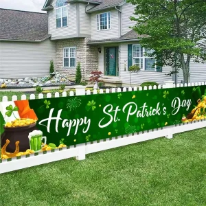 Irish Festival Banner Hanging Fabric Flag Porch Outdoor Decoration for Saint Patrick Day Home Garden Party Supply