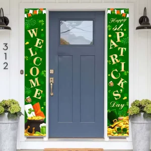Irish Festival Couplet Circle Porch Hanging Banner Door Fabric Flag Saint Patrick Day Home Garden Outdoor Party Decoration