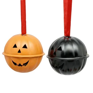 Iron Vintage Jack o Lantern Pumpkin Halloween Metal Jingle Bell Ornaments with Clear and Loud Sound