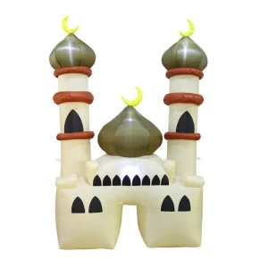 Islamic Cathedral LED Event Party Custom Courtyard Eid Crescent Wishing Kareem Inflatable Ramadan Decoration