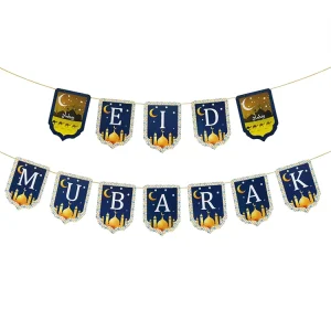 Islamic Festival Party Eid Mubarak Banner for Ramadan Themed Party Supplies Ramadan Decorations