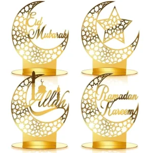 Islamic Gold Acrylic Crafts for Eid Mubarak Ramadan Decorations Arabian Muslim Party Table Decoration Holiday Decorative