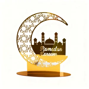 Islamic Muslim Festivals Acrylic Gold Eid Mubarak Ramadan Kareem Gift Decorations Mirror Heart Shaped Indoor Portable Reusable