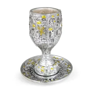 Israeli Jewish Crafts Home Decor Sabbath Festival Holy Grail with Plate Wine Cup Set