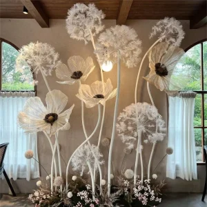 J 331 Handmade White Color Giant Paper Dandelion Flowers for Wedding Decoration Paper Flower for Party Decoration Window Display