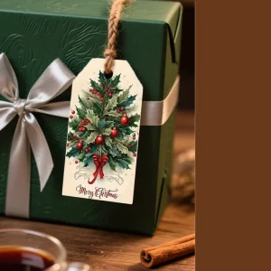 J6-1 Coated Paper 5x9CM Modern Set 48 Piece Waterproof Christmas DIY Card Gift Tags 10m Packaging Printing