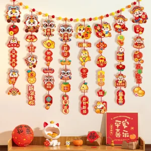 JUXINDA Year of the Horse Decorations New Year’s Hanging Banners and Festive Background Wall Decorations
