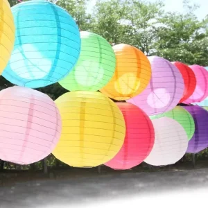 Japanese Red White Purple Beige Pink Festival Hanging Christmas Round Heart LED Candle Hanging Chinese Paper Lantern