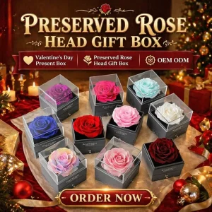 Jewelry Box Gift Set Pearl Necklace Ring Drawer Everlasting Roses Peony Flower Preserved Roses