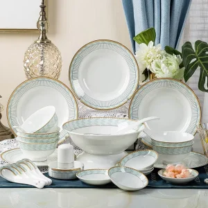 Jingdezhen Ceramic Bowl Plate Set Household Microwave Safe Customizable Logo Complete Set Tableware