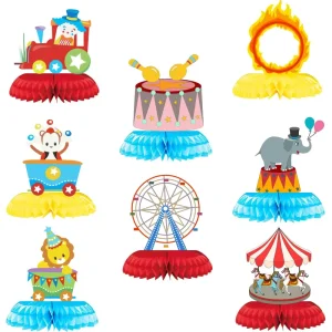 Joker Carnival Theme Paper Fan Honeycomb Circus Birthday Stage Desktop Decoration