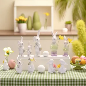 Joyful Easter Celebration Bunny Rabbit Gnome Eggs Ceramic Easter Spring Decoration