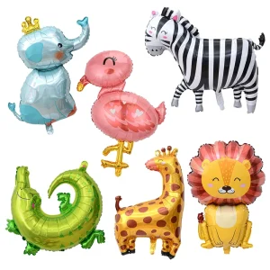 Jungle Safari Animal Head 3D Foil Balloons Monkey Lion Zebra Pig Cow Mix Color Birthday Party Decorations