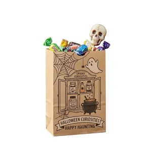 KM Custom Halloween Theme Kraft Paper Bags Stand up Popcorn Candy Snack Gift Packaging Bag Supplier