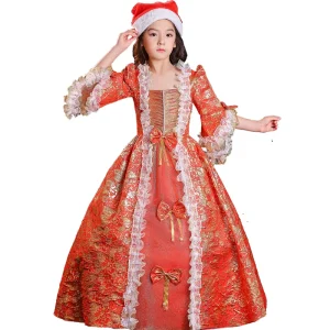 KMS264 Red Color Chiffon Fabric Lyrical Children’s Costumes for Christmas and New Year’s Day