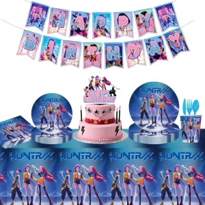 KPop Demon Hunters Disposable Party Tableware Plate Cups Napkins Tablecloth Birthday Party Holiday Decoration