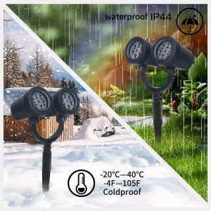 KSWING Dual Snowflake Christmas Lights Projector 220V IP65 Festive Holiday Decor Double Head Snowflake Display