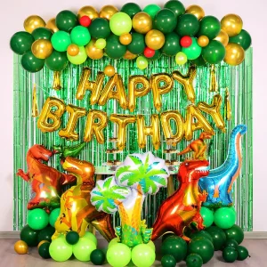 Kid Birthday Party Indoor Decoration Balloon Sets Dinosaur Theme Cartoon Letter Curtain Round Multi-Shaped Colorful Balloons