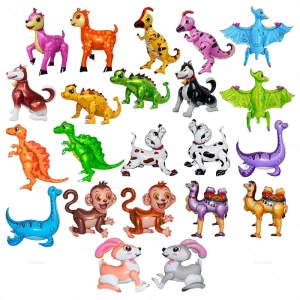 Kids Birthday Party Toy 3D Walking Dinosaur and Jungle Animal Aluminum Foil Balloons for Kids’ Celebration