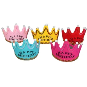 Kids’ Cake Supplies Party Hats Led With Lights Felt Happy Birthday Crown