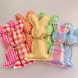 Kids Easter Colorful Plaid Fabric Rabbit Home Decor Super Gift Farmhouse Easter Home Decorations