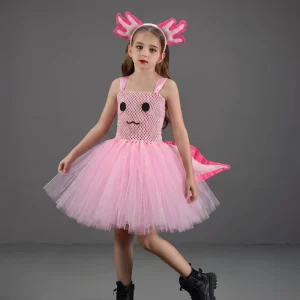 Kids Girl Cute Axolotl Cosplay Dress Halloween Stage Performance Party Costume