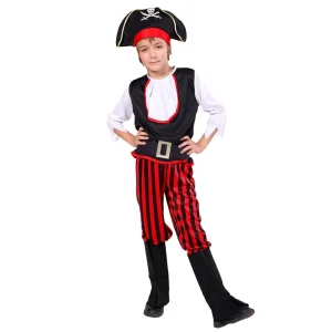 Kids Halloween Pirate Captain Fancy Dress Costume Kit Boys TV Movie Hat Pants Shoe Cover Top Belt Durable Polyester Suits
