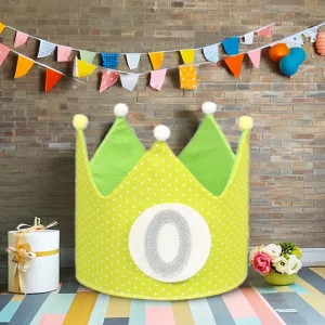 Kids Party Decorations Happy Birthday Crown with Balloon and Cake Elements Party Favor