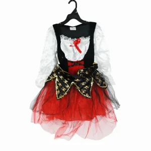 Kids Pirate Costume Dress Red & Black Tutu with Skull Print Sash for Girls