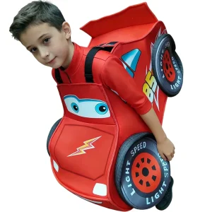 Kids Red Racing Car Costume 3D Ride on Design Lightweight Foam Polyester Halloween Party School Event CE CPC UKCA Source Factory